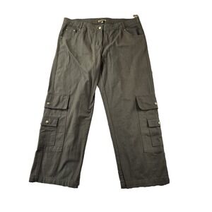 New TAXI  Women's  Cargo Pants High Rise 100% Cotton Dark Green Wide Leg 2XL